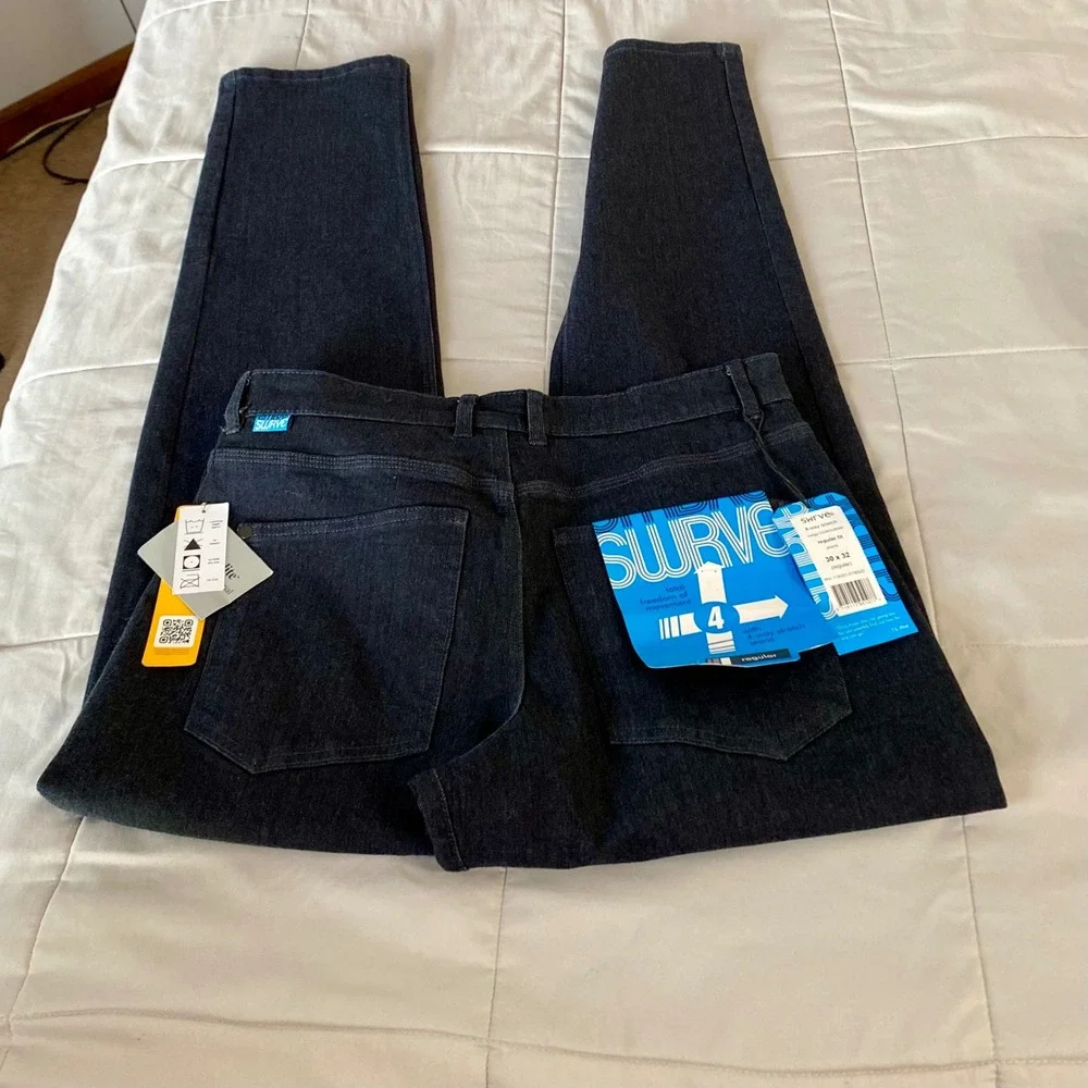 Swrve Regular Fit Jeans Cycling‎ 4-Way Stretch Indigo Blue Cordura Sz 30x32 NWT